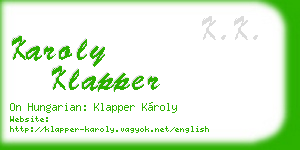 karoly klapper business card